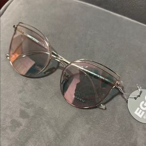 Gold Sunglasses for Women Cat Eye Metal Frame Mirror Lense BRAND NEW